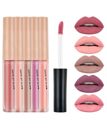 Matte Liquid Lipstick Set - Waterproof Mini Long-lasting Lip Gloss | Non-Feathering Cup Lipstick Gift Box - Beauty Makeup Set in Nude Palette - Buy Online on GoSupps.com