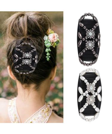 Kytpyi Hair Comb & Clips Set - 2 Stylish Stretchable Hair Accessories for Women & Girls | Durable Pearl Double Hair Combs for All Hair Types - Perfect for DIY Hairstyles - Buy Online on GoSupps.com