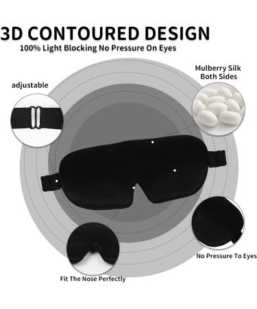 100% Mulberry Silk Sleep Mask - Adjustable Eye Mask for Women and Men - Perfect for Travel, Home, and Office - Black - Buy Online on GoSupps.com