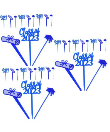 ABOOFAN 90 Pcs Graduation Cake Insert Grad Cupcake Toppers Graduation Decorations Graduation Cupcake Decoration Toppers Graduation Dessert Topper Cupcakes Black Decor Graduate Paper Cup 7.6X4CMx3pcs Bluex3pcs