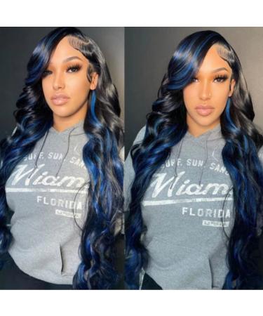 Beauty Forever Skunk Stripe Blue Dream Body Wave Lace Front Wig 20 inch - 150% Density Human Hair Wig for Women - Buy Online on GoSupps.com