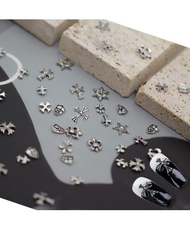 CAMLO 3D Cross Nail Art Charms - Silver Chrome Mixed Styles for DIY Manicure Decor - Buy Online on GoSupps.com