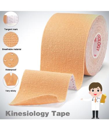 RooRuns Elastic Kinesiology Tape - Hypoallergenic Waterproof K Tape for Sports & Weightlifting (2 Rolls) - International Shipping - Buy Online on GoSupps.com