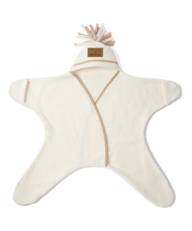 Clair de Lune | Star Fleece Baby Wrap Blanket | Swaddle | Great for Travel Strollers Prams and Car Seats | 0-6 Months (Cream) Cream 0-6 months