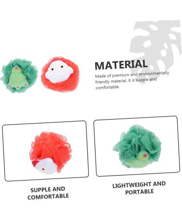 2pcs Christmas Bath Loofah Balls - Exfoliating Mesh Body Scrubber & Sponge for Shower - Fun Cartoon Design - Buy Online on GoSupps.com