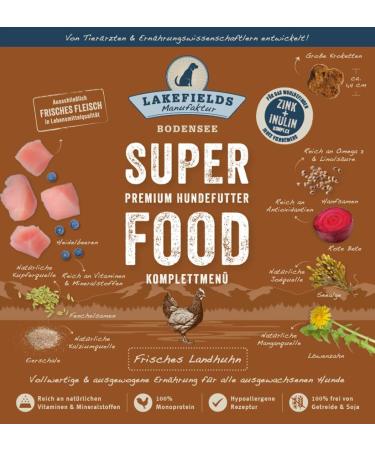 LAKEFIELDS SuperFOOD Premium Dry Food for Adult Dogs Terrestrial Chicken (1000 g) - Buy Online on GoSupps.com