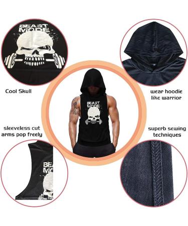 SZKANI Men's Skull Print Sleeveless Fitness Vest Tank Top - Black (Single Dumbbell) - Buy Online on GoSupps.com
