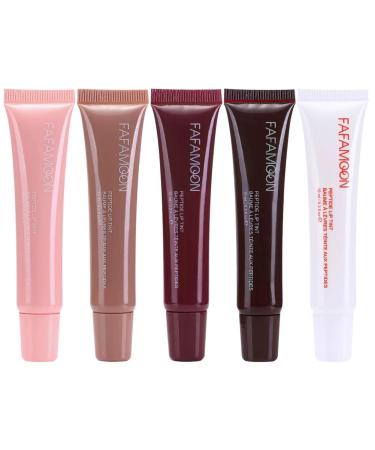 5 Colors Tinted Peptide Lip Tint Hydrating Lip Tint Stain Lip Gloss Shiny Jelly Lip Plumping Lip Balms Long Lasting Nourishing Non-sticky Smooth Lip Care Glow Oil Set