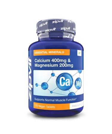 Calcium 400mg and Magnesium 200mg 120 Vegan Tablets (4 Months Supply). Supports Muscle and Bone Health. Vegetarian Society Approved. UK Supplier