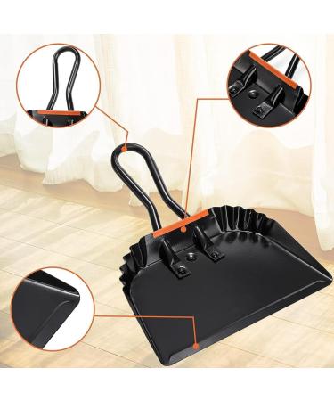 Lizusidtsy 2Pack 12 Inch Black Metal Dustpan Dust Pan Dustpan for Indoor Outdoor Fireplace Industrial Commercial Use - Buy Online on GoSupps.com