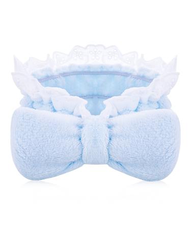 Sibba 1 PC Makeup Headband Spa For Face Washing Skincare Wash Skin Care Make Up Towel Wrap Fluffy Head Band Holder Facewash Cute Hair Bands Beauty Accessory Women (Blue)