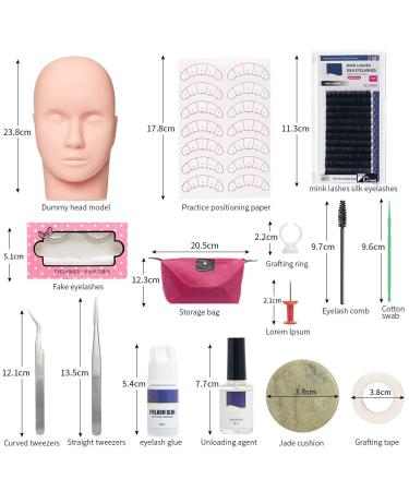 Buqikma 14PCS Lash Extension Kit with Glue - Professional False Eyelashes Practice Kit for Makeup Mannequin Head - Extension Starter Kit with Glue Tool - Buy Online on GoSupps.com