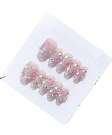 Handmade Long and Short Nail Patches for Artificial Nail Enhancement(Color:19511 Size:M)