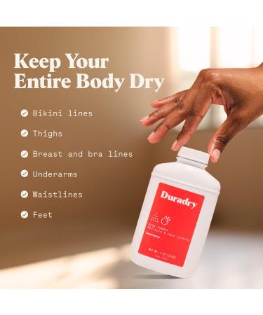 Duradry Body Powder for Men & Women - Talc-Free Helps Control Sweating and Odor Reduces Chafing Natural Powder for Skin Lightly Scented Made with Non-GMO Cornstarch - 4 oz Pack of 3 4 Ounce (Pack of 3) - Buy Online on GoSupps.com