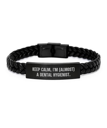 Funny 'I'm almost a Dental Hygienist' Interlaced Leather Bracelet Gifts for Dental Hygienist Christmas Unique Presents from Family