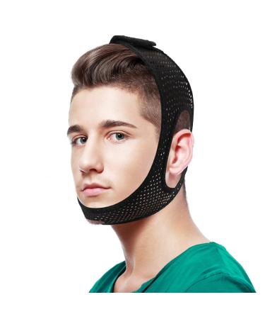 Anti Snoring Chin Strap for CPAP Users Adjustable and Breathable Chin Strap-Keep Mouth Closed for Effectively Reduce Snoring Non-Stick Hair Don't Fade Skin-Friendly Comfortable Sleeping (1)