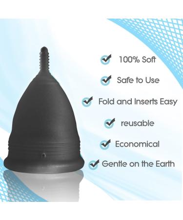 Blossom Menstrual Cup | Eco-Friendly & Reusable Silicone Cup - Say Goodbye to Tampons (Large Black - Buy Online on GoSupps.com