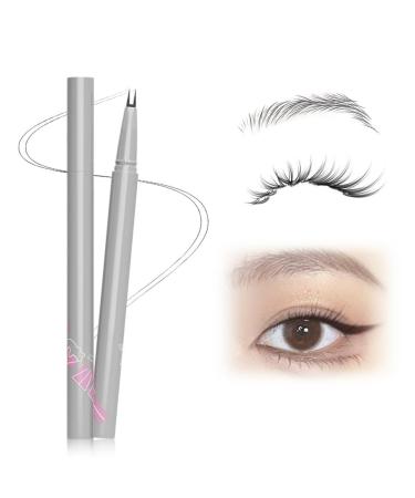 Double Tip Lower Eyelash Pencil 2024 Upgrade 3D Waterproof Liquid Eyeliner Eyelash Pen Ultra Fine Dual-ended Lower Eyelash Pen For Eye Makeup Natural Long Lasting All Day (Black) Gray Black
