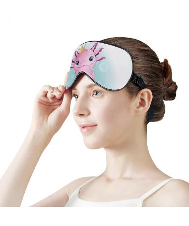 Cute Axolotl Sleep Mask | Soft Light-Blocking Eye Cover for Women | Adjustable Cartoon Blindfold - Buy Online on GoSupps.com