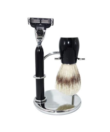 Shaving brushes for men fashion-razor brush set for men at home natural cosmetic bristles hair knot razor rack simply 9x15cm black
