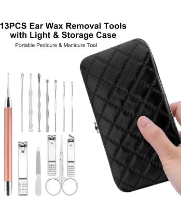 13PCS Ear Wax Removal Tools with Light & Storage Case - Portable Ear Spoon Earpick Cleaning Kit for Kids & Adults - Buy Online on GoSupps.com
