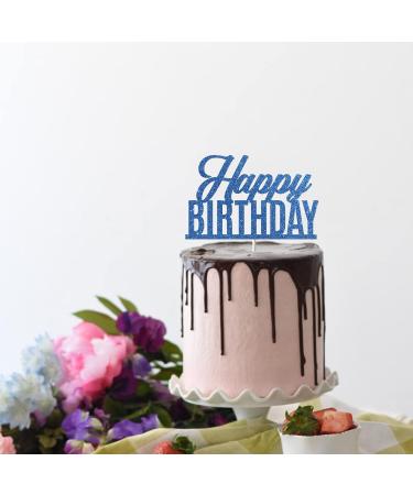 Tenhaisi Blue Glitter Happy Birthday Cake Topper Anniversary Party Birthday Sign Cake Topper Adults Children Teenager Birthday Party Cake Decoration Supplies - Buy Online on GoSupps.com