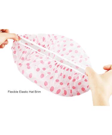 3 Pcs Waterproof Elastic Band Bath Caps with Ruffled Edge for Girls and Women - Dots Design - Buy Online on GoSupps.com