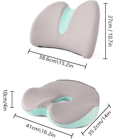 Ergonomic Seat Cushion (Seat Cushion+Chair Cushion) Hip and Waist Protection Detachable Zip Breathable Memory Foam Anti Stress Butt Pillow Improve Seat Comfort Green - Buy Online on GoSupps.com