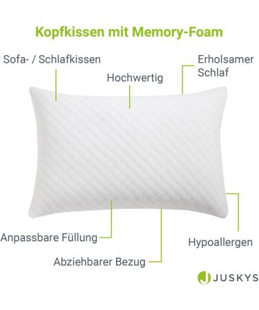 Juskys 40x60 cm Memory Foam Pillows - 2-Pack Breathable Washable Bed Pillows - White Comfort - Buy Online on GoSupps.com