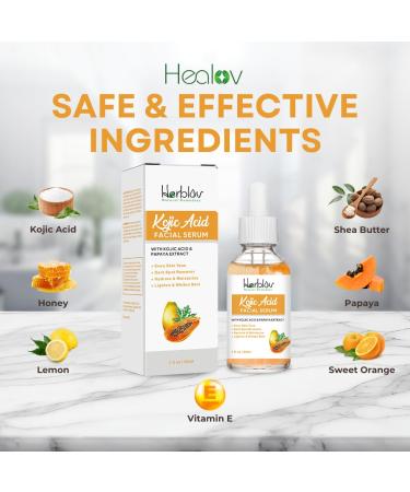 Kojic Acid Serum Dark Spot Remover for Face & Body Skin Brightening for Spots, Hyperpigmentation, Discoloration Facial Oil Reduces Acne, Scars, & Evens Tone Dark Spot Correcting Glow Serum - Buy Online on GoSupps.com