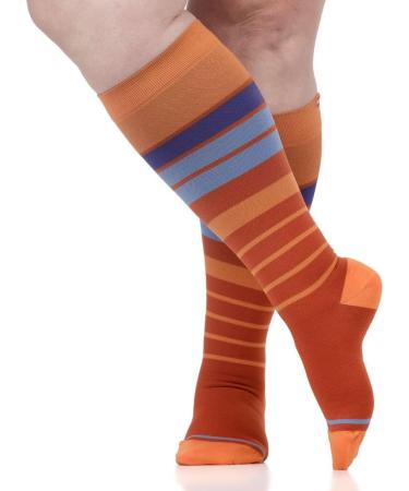 Buy VIM & VIGR Nylon 20-30 mmHg Compression Socks - Orange & Lavender Stripe for Wide Calf Small/Medium Size - International Shipping Available - Buy Online on GoSupps.com