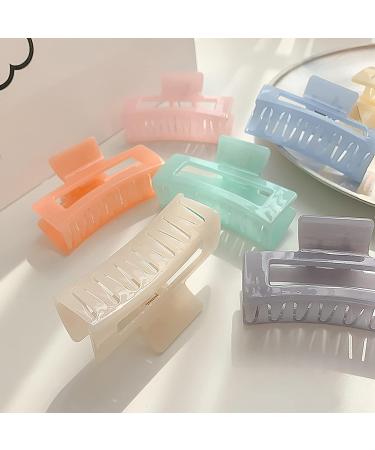 6-Piece Women's Hair Claw Clips - Large Rectangle Shape - Fashionable & Colorful Styling Jaw Clips - Ideal for Thick Hair - 6 Color Options - Buy Online on GoSupps.com