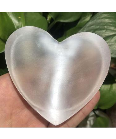 AtkitS Natural Selenite Bowl White Gypsum Heart Moon Minerals Seven Decor Crafts Ornaments Gem 1pc (Size : 90-100g)