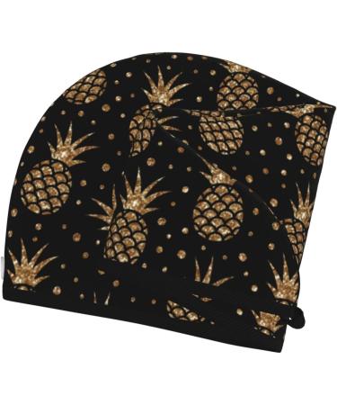 Quick-Dry Hair Towel Wrap - Glitter Pineapples | Hair Turban & Drying Towel with Button for Fast Hair Drying - Buy Online on GoSupps.com