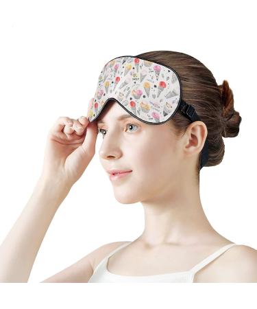 Watercolor Ice Cream Waffle Cone Sleep Mask for Women | Adjustable Eye Shades with Elastic Strap - Buy Online on GoSupps.com