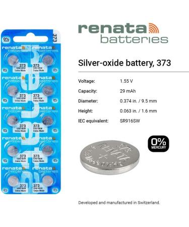 Renata 373 SR916SW Batteries 10 Pack of 1.55V Silver Oxide Watch Batteries for Reliable Power - Buy Online on GoSupps.com