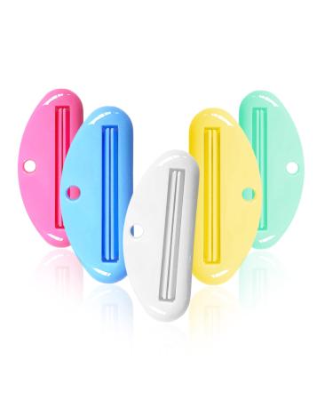 Lxnoap 5 pcs Toothpaste Dispenser Tube Squeezer Toothpaste Rollers Clips Gadget for Bathroom Assorted Color