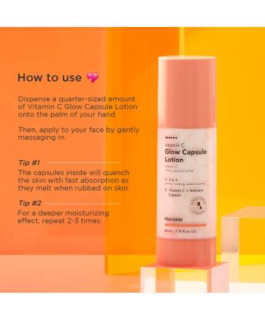 Hanskin Vitamin C Glow Capsule Moisturizer - Brightening Korean Skin Care with Niacinamide & Vitamin B for Radiance | 2.7 fl oz - International Shipping Available - Buy Online on GoSupps.com