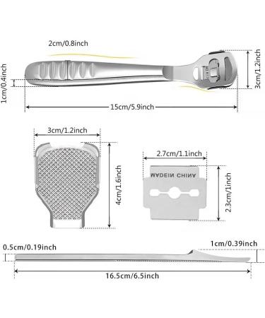 Stainless Steel Foot Scraper Set - Callus Shaver & Hard Skin Remover Pedicure Kit with 10 Replacement Blades - Buy Online on GoSupps.com