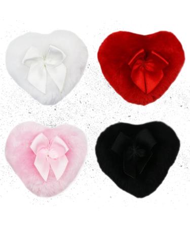 Large Fluffy Powder Puff 4 Pieces Heart Shape Ultra Soft Washable Reusable Velvet Large Face Face Powder Puff Loose Powder Dry Wet Makeup Tool