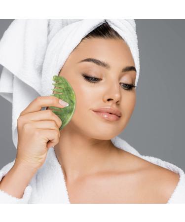 Leosense Green Jade Massage Comb - Handmade Trigger Point Massager for Full Body Relaxation - Natural Jade Gua Sha Scraping Therapy Tool for Facial Massage - Buy Online on GoSupps.com