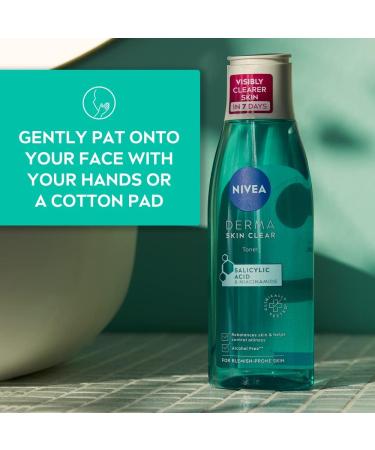 NIVEA Derma Skin Clear Toner 200ml - Salicylic Acid Toner with Niacinamide | Cleansing and Hydrating Toner for Blemish-Prone Skin - Buy Online on GoSupps.com