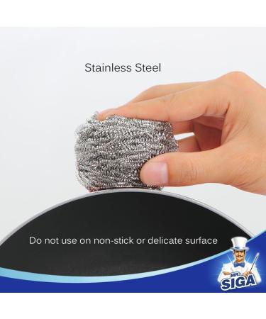 MR.SIGA Stainless Steel Scourer Pack of 12 - 30g | Premium Quality | Long Lasting | Rust Resistant - Buy Online on GoSupps.com