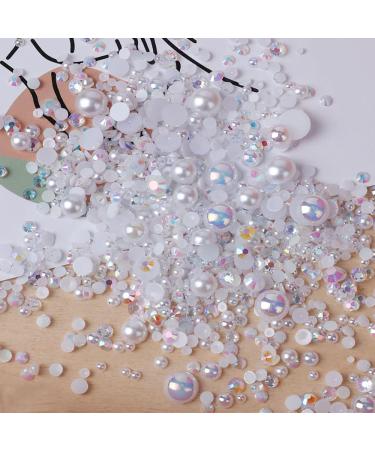 10g Multi-Size White Pearl Beads Nail Charms - Imitation Pearl & AB Rhinestones for Nails - Nail Art Decorations - Buy Online on GoSupps.com