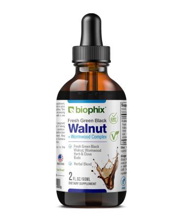biophix Green Black Walnut Wormwood Extract 2 oz - Natural Potent Herbs Cleanser Supports Intestinal Health
