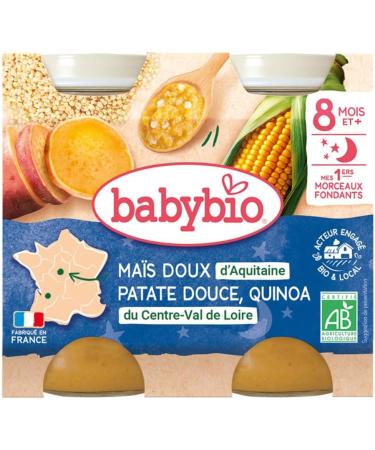 Babybio Petit pots - Bonne Nuit Corn Sweet Potato Quinoa with pieces - Organic - 8+ months - 2x200g - Pack of 6 - Buy Online on GoSupps.com