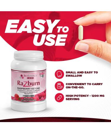 BioSource Labs Razburn Premium Extra Potent Raspberry Ketones - 60 Vegetarian Capsules - Buy Online on GoSupps.com