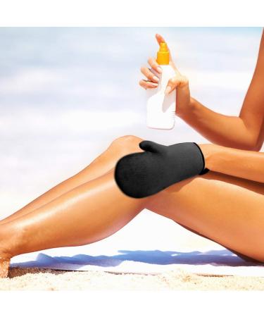 Self Tanning Mitt Set - 2 Pack Black Applicator Mitts for Sunless Tanner Mousse, Lotion, Spray & Oil - Washable & Reusable with Thumb and Face Applicator - Ultimate Tanning Tools - Buy Online on GoSupps.com