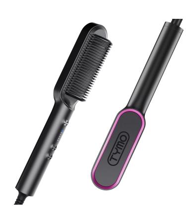 Hair Straightener Comb Matte Black, TYMO Hair Straightener Brush Straightening Comb for Women with 5 Temp 20s Fast Heating & Anti-Scald