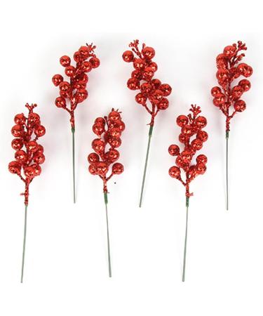 Sanrlo 12-Piece Artificial Glitter Berry Stems for Christmas Trees Wreaths & Crafts - International Shipping Available - Buy Online on GoSupps.com